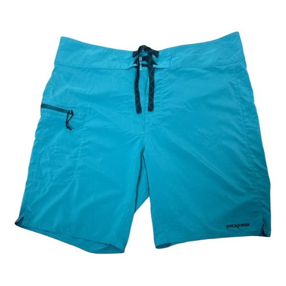 Patagonia Sz 34 Planing Board Shorts Teal Blue Tate Swim Trunks - Picture 1 of 8